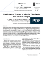 Coefficient of Friction of A Brake Disc-Brake Pad Friction Couple