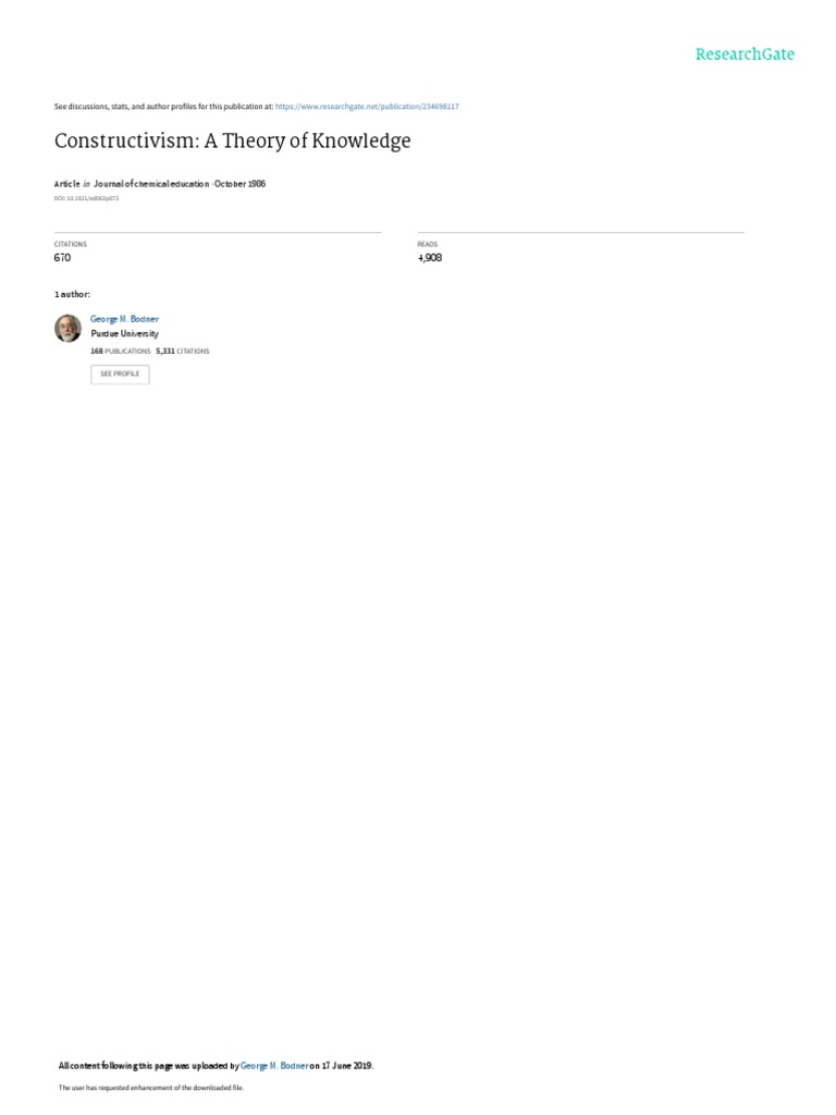 Constructivism A Theory of Knowledge | PDF | Constructivism (Philosophy ...