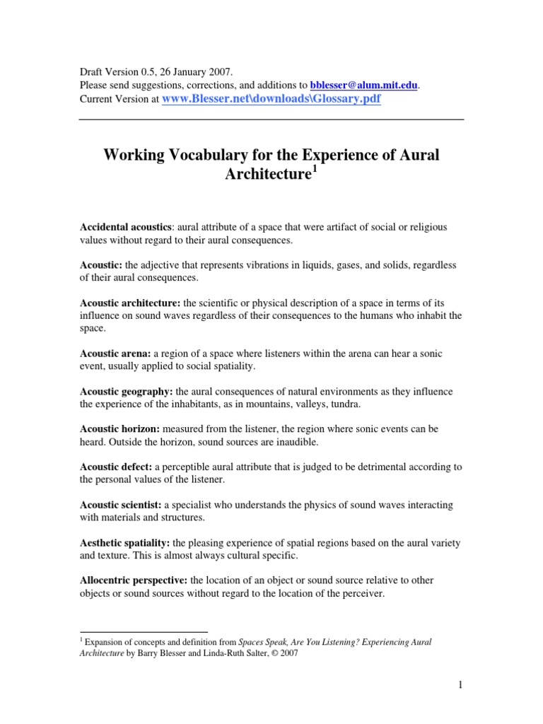 Glossary PDF PDF Sound Acoustics
