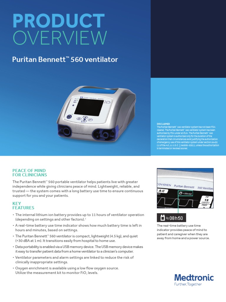 Puritan Bennett 560 Ventilator Product Overview Info Sheet | PDF | Usb ...