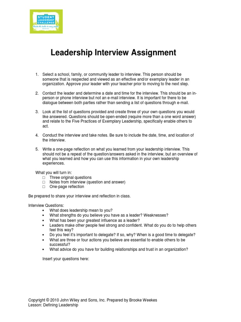 Leadership Interview Assignment | PDF