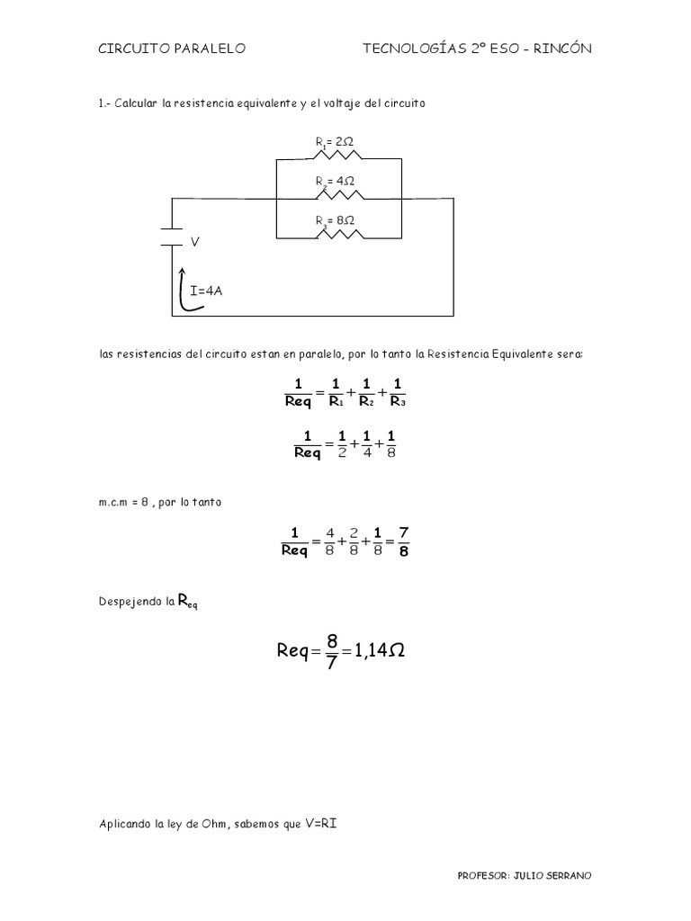 CIRCUITO PARALELO RESUELTO | Resistencia Elctrica y Conductancia ...