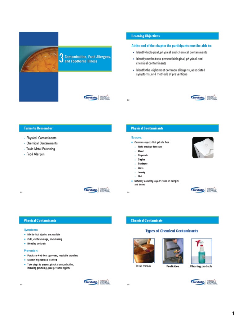 Chapter 3 Servsafe 6e Edited PDF PDF Food Allergy Allergen