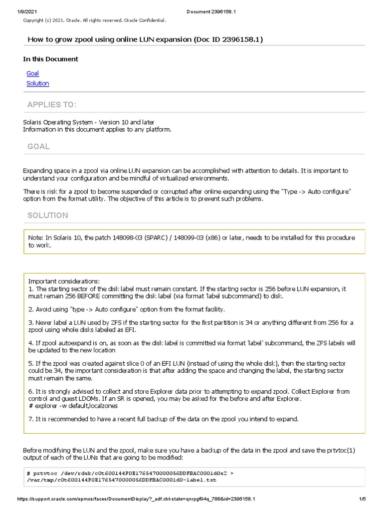 How To Grow Zpool Using Online LUN Expansion PDF Hard Disk Drive