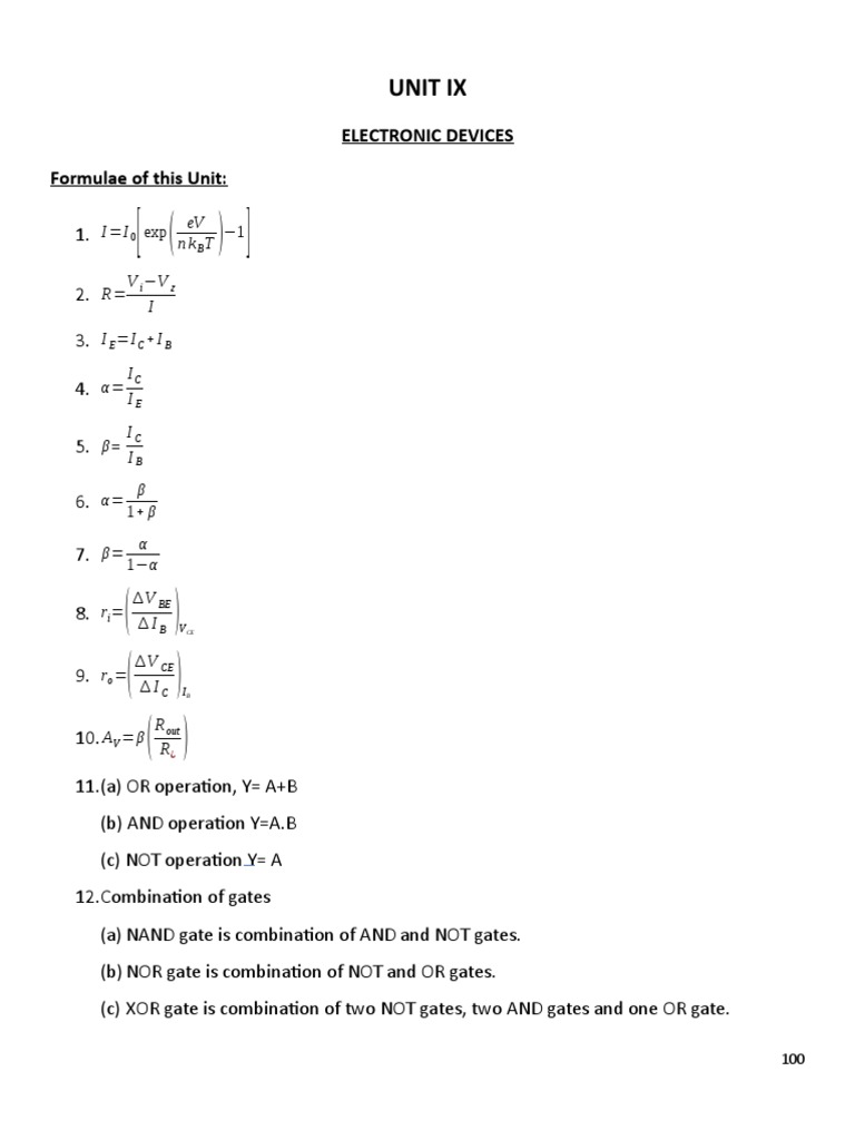 Electronic Devices and Transistor Formulas | PDF | Bipolar Junction ...