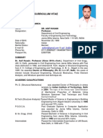 Curriculum Vitae: Personal Memoranda Dr. Asif Husain Professor