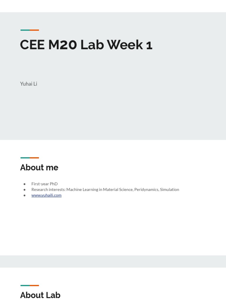 Cee M Lab Week 1: Yuhai Li | PDF | Computer Science | Computing