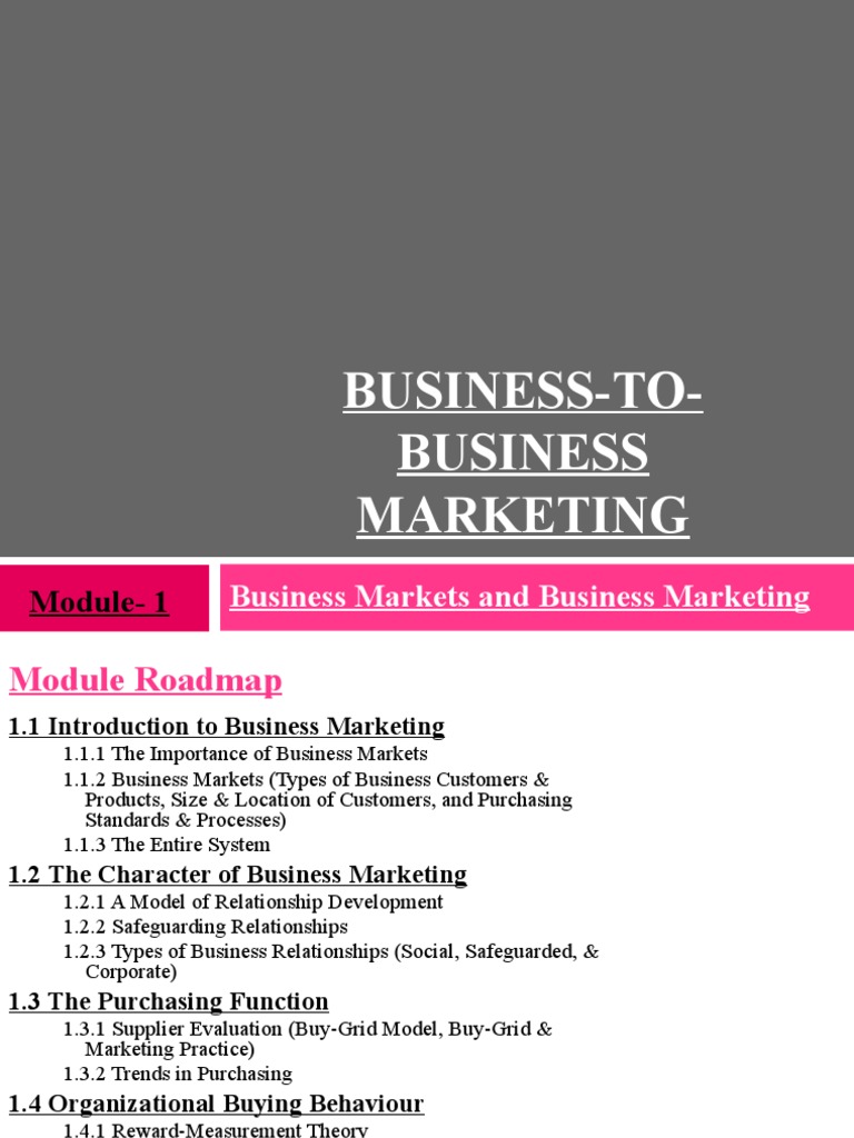 Module 1 - B2B Marketing | PDF | Marketing | Consumer Behaviour