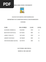 Midlands State University: Faculty of Science and Technology Department of Computer Science and Information Systems
