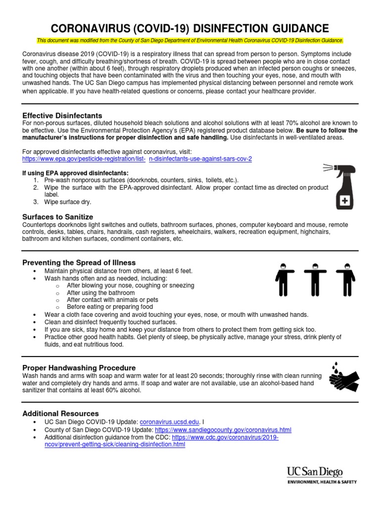 COVID-19 Disinfection Guidance Document | PDF | Hand Washing | Disinfectant