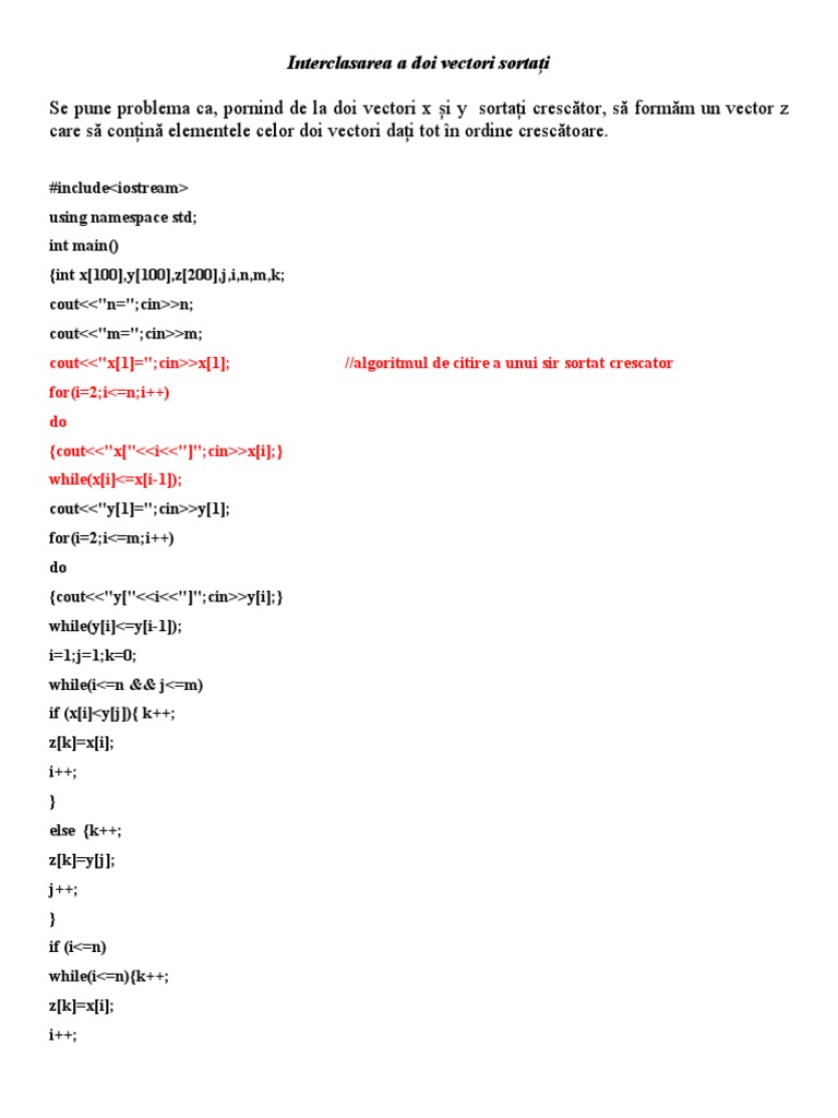 Interclasare Sortare | PDF
