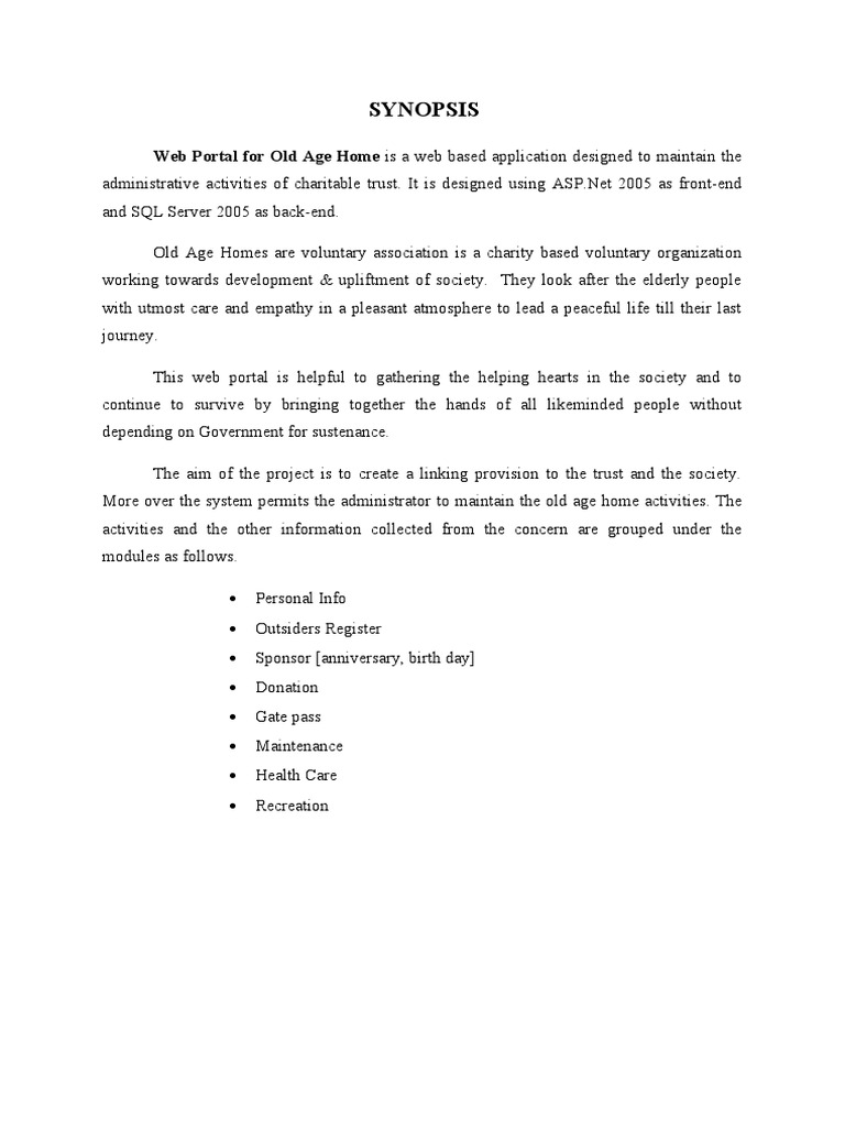 Old Age Home PDF Software Testing Microsoft Sql Server