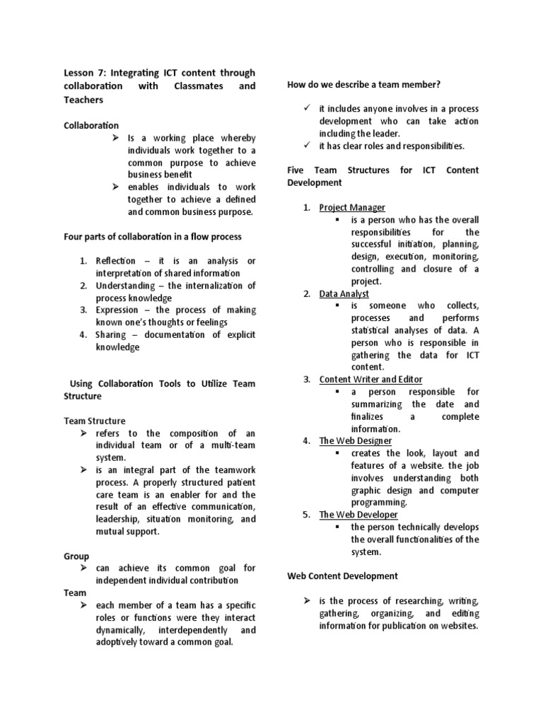 Enhancing Team Collaboration in ICT | PDF | World Wide Web | Internet & Web