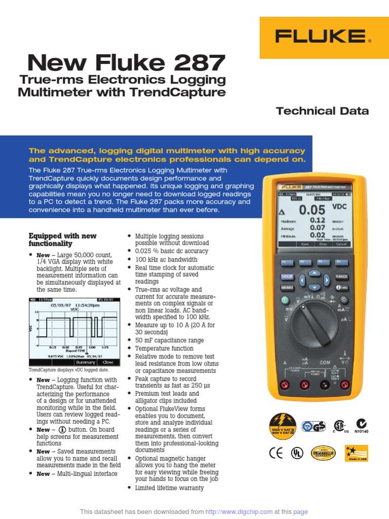 FLUKE-287 / EUR | 287 Truly effective handheld multimeter, 4 1/2 digits, logging function, USB | buy & inquire