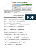 Les Articles Dfinis Et Indefinis Exs Corrigs PDF