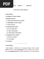 Tefl Master 2 2020-2021 Lesson One: Needs Analysis 2. Definition of Needs Analysis 3. Making Decisions