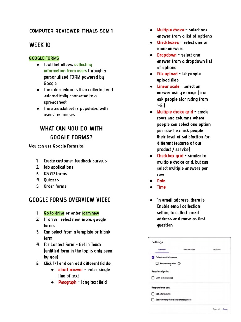 Computer Sem 1 Finals Week 10-12 Notes | PDF | Question | Software