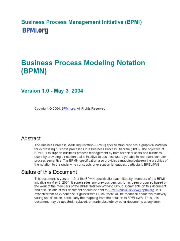 Business Process Modeling Notation (BPMN) | PDF