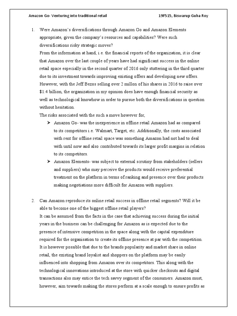 Amazon Go: The Future of Retail Case Analysis | PDF | Retail | Online ...