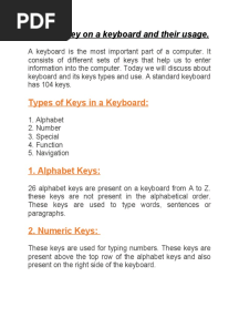 Types of Keys in A Keyboard