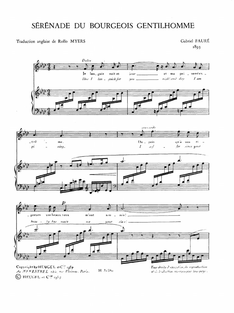 Faure Serenade Du Bourgeois Gentilhome PDF