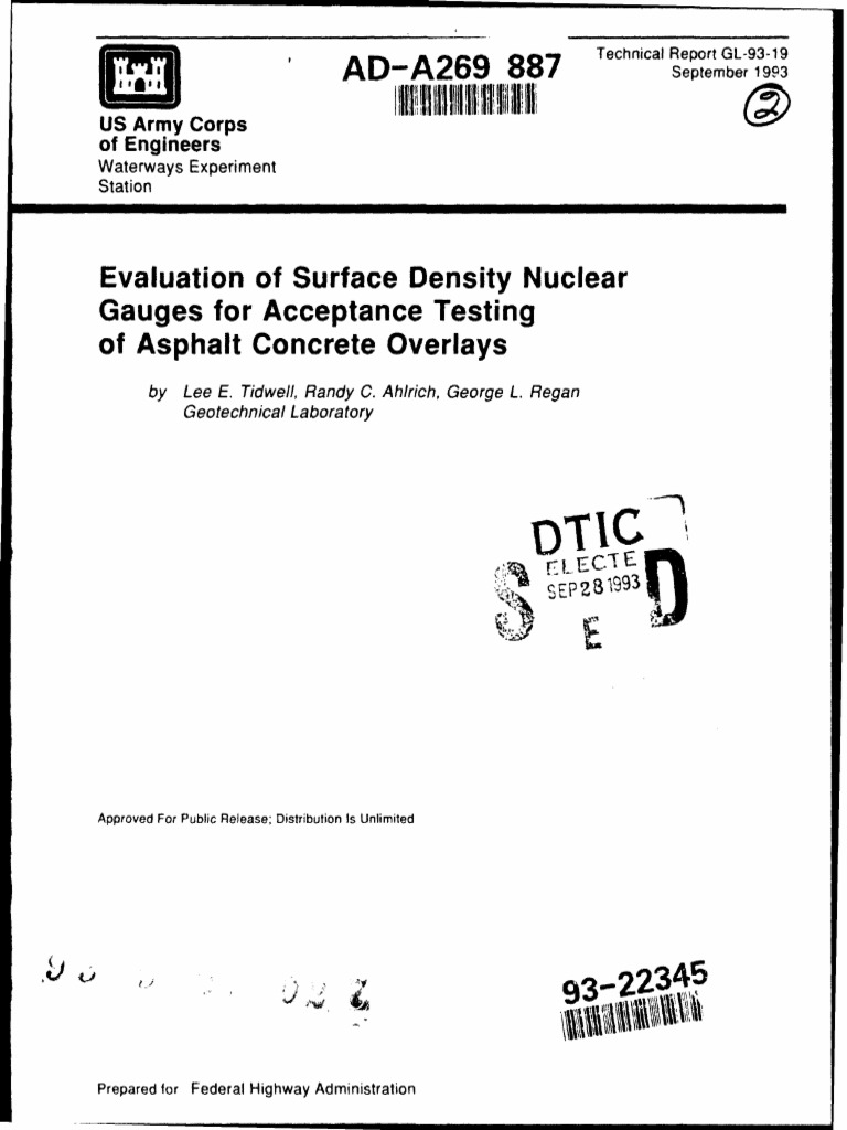 Nuclear Density Gauge Acceptance Testing For Asphalt Concrete Overlay