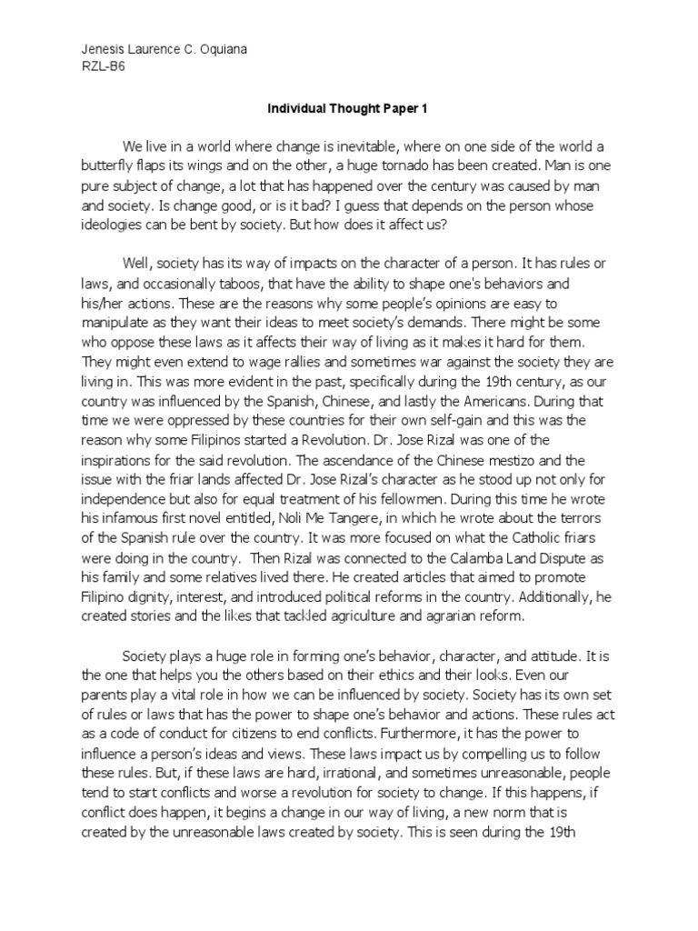 Individual Thought Paper - OQUIANA | PDF | Agriculture