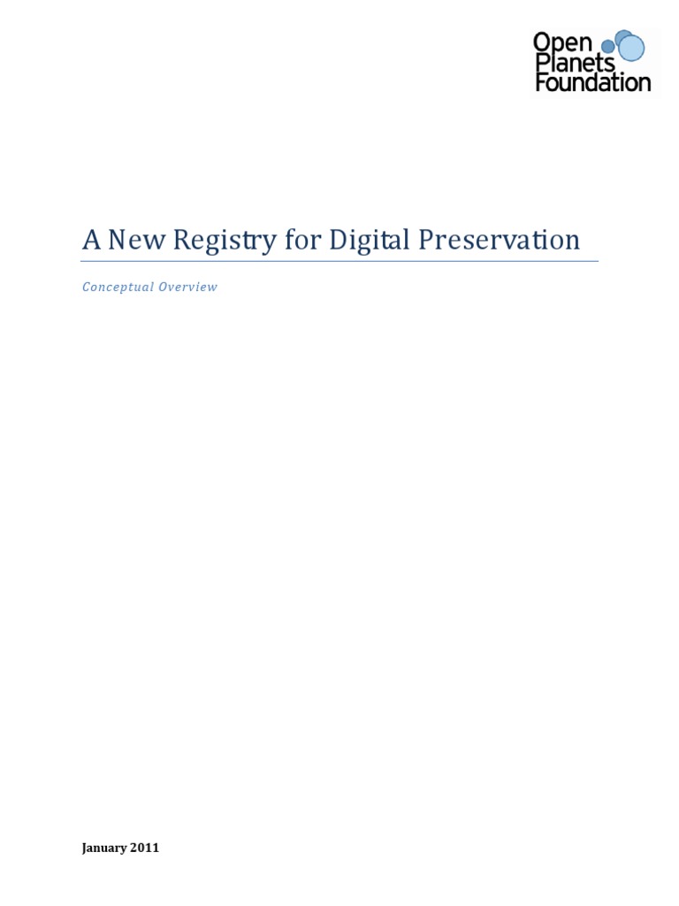 OPF's Digital Preservation Registry Concept | PDF | File Format ...
