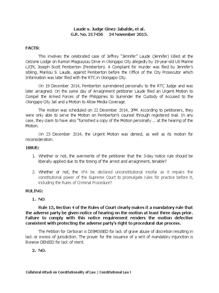 Laude v. Pemberton Case Analysis | PDF | Jurisdiction | U.S. State