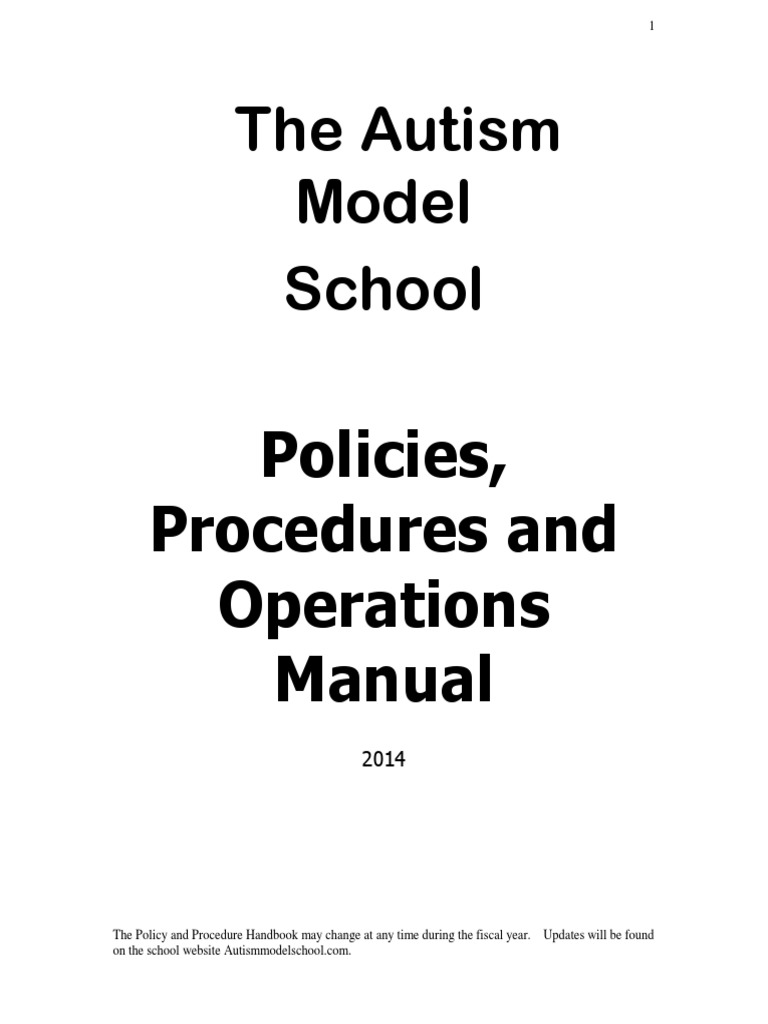 The Autism Model School Policies, Procedures and Operations Manual ...