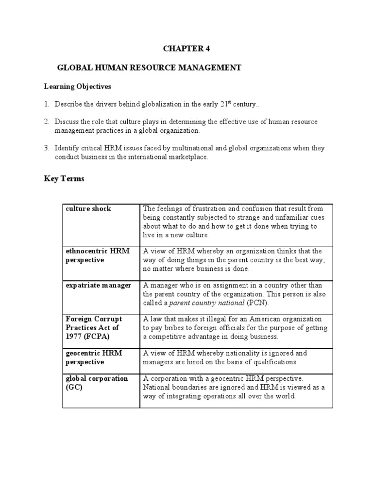 Global Human Resource Management Overview | PDF | Human Resource ...