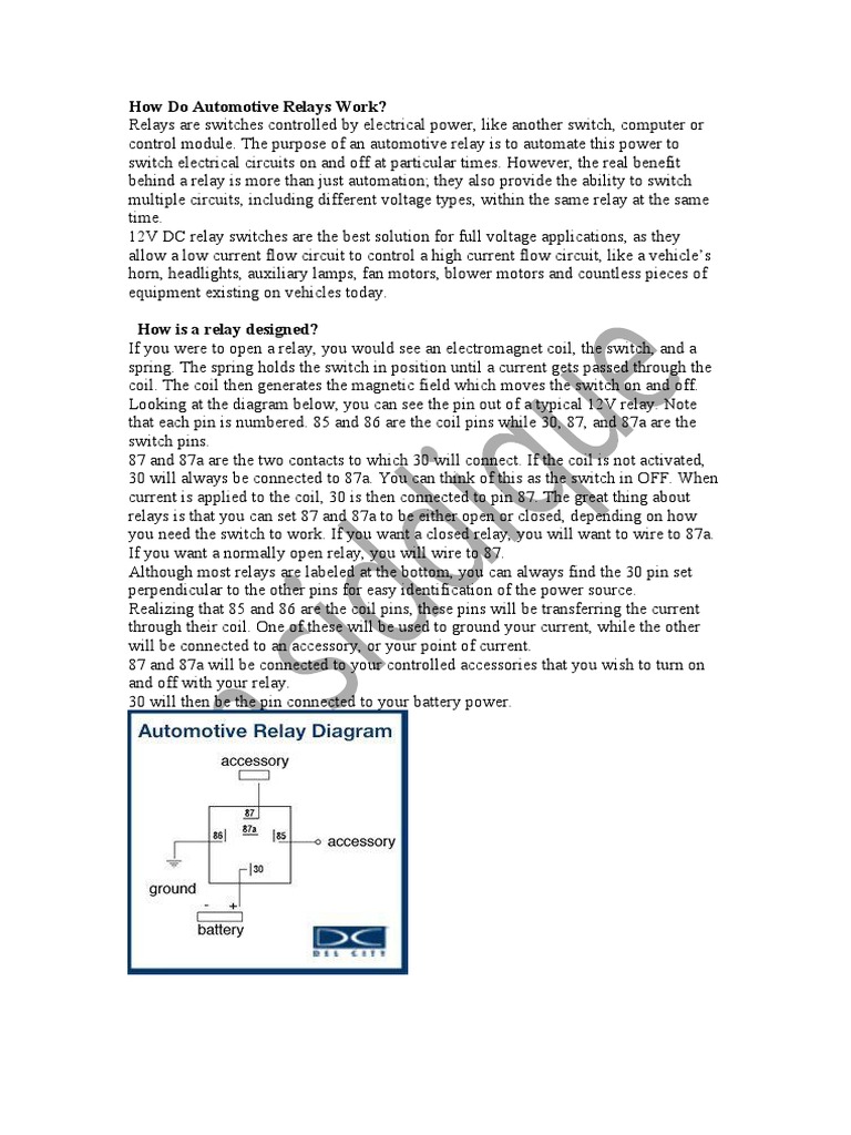 How Do Automotive Relays Work PDF