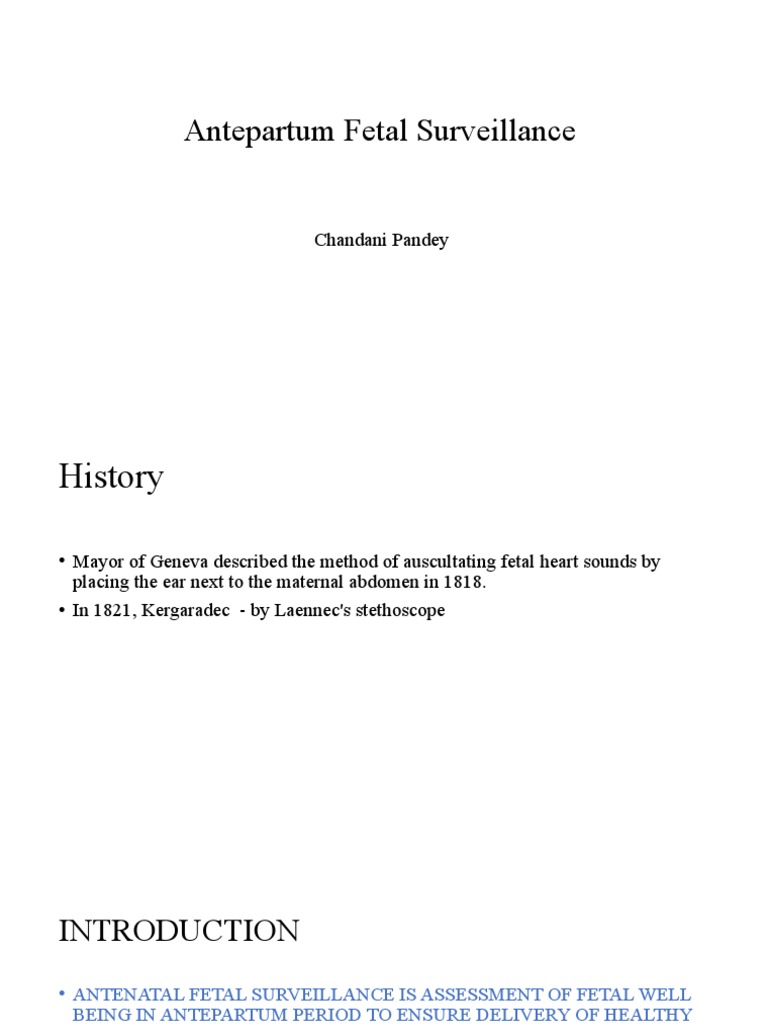 Antepartum Fetal Surveillance Overview | PDF | Fetus | Pregnancy