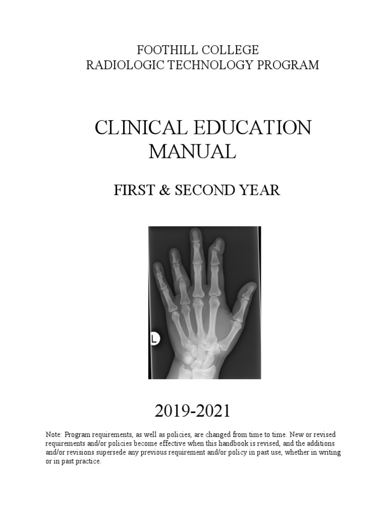 Clinical Education Manual: First & Second Year | PDF | Radiography ...