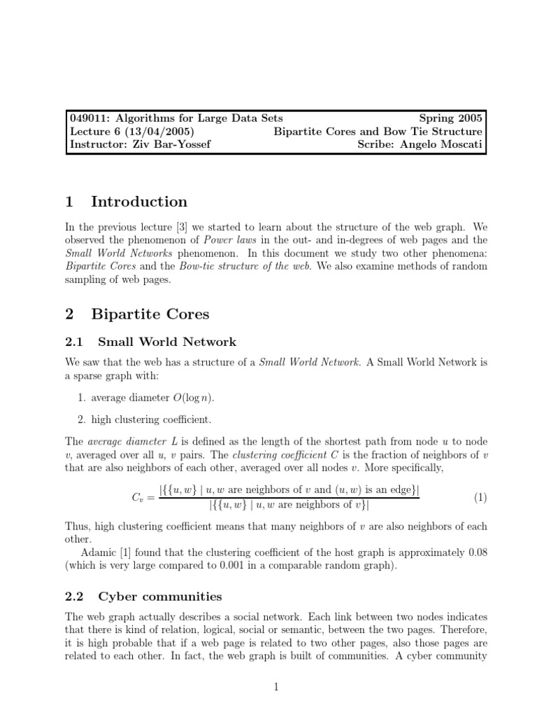 Bipartite Cores in Web Graphs Analysis | PDF | Eigenvalues And ...