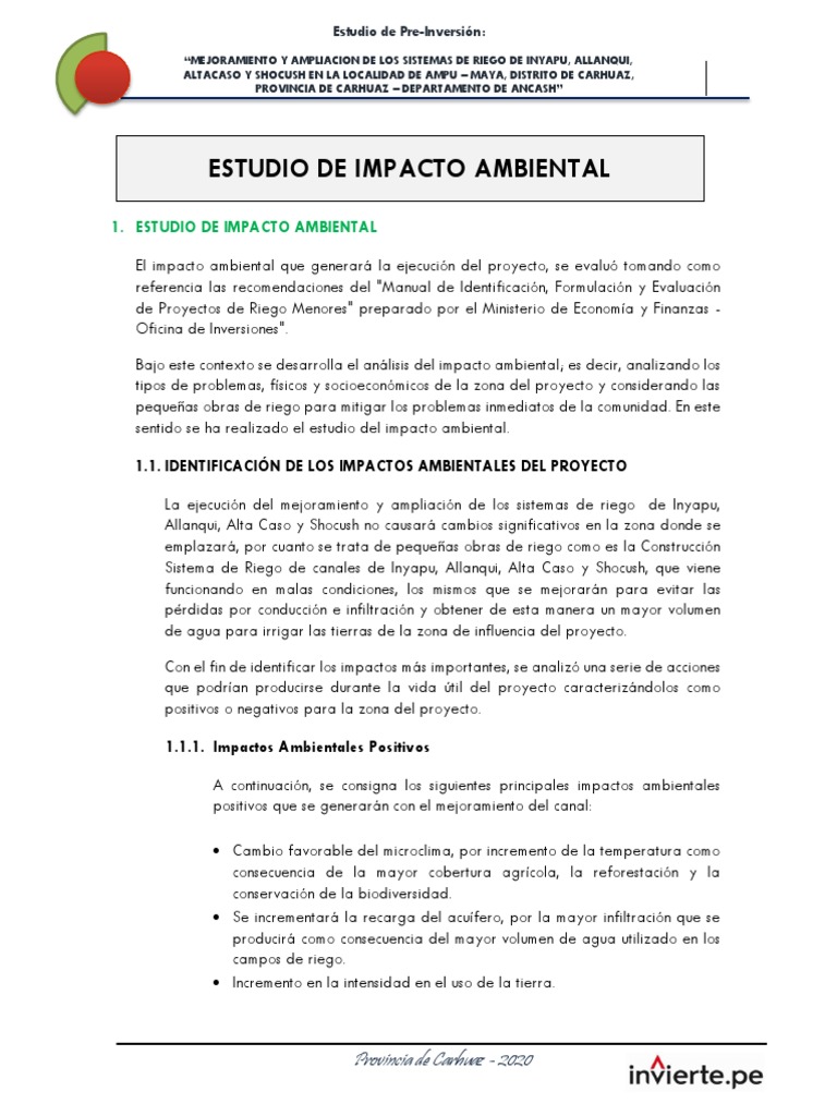 Estudio de Impacto Ambiental de Riego | PDF | Riego | Deforestación