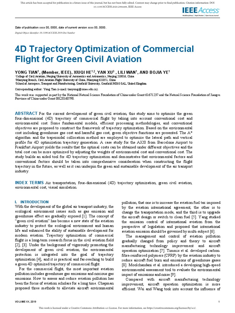 4D Trajectory Optimization of Commercial Flight For Green Civil ...