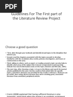 Guidelines For The First Part of The Literature Review Project