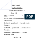 Class 11 Physics (Set - A)