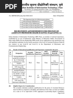 Recruitment Advertisement For The Post of Assistant Professor Grade-Ii (Level-10 and Level-11)