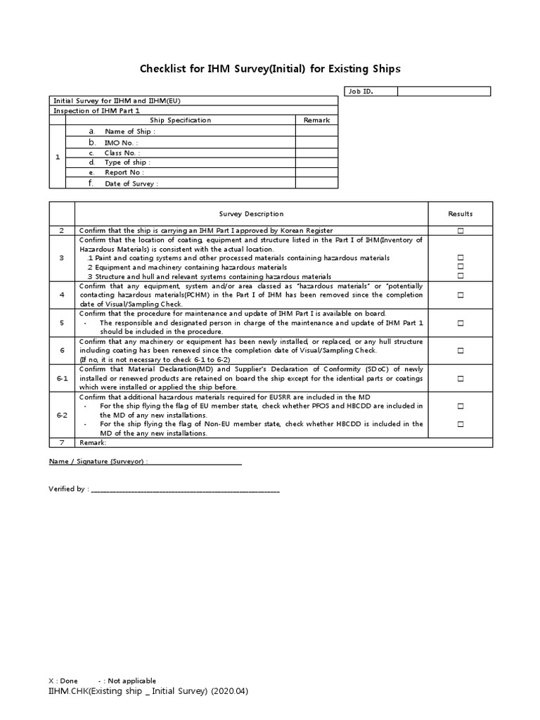 IHM Initial Survey Checklist for Ships | PDF | Ships | Business
