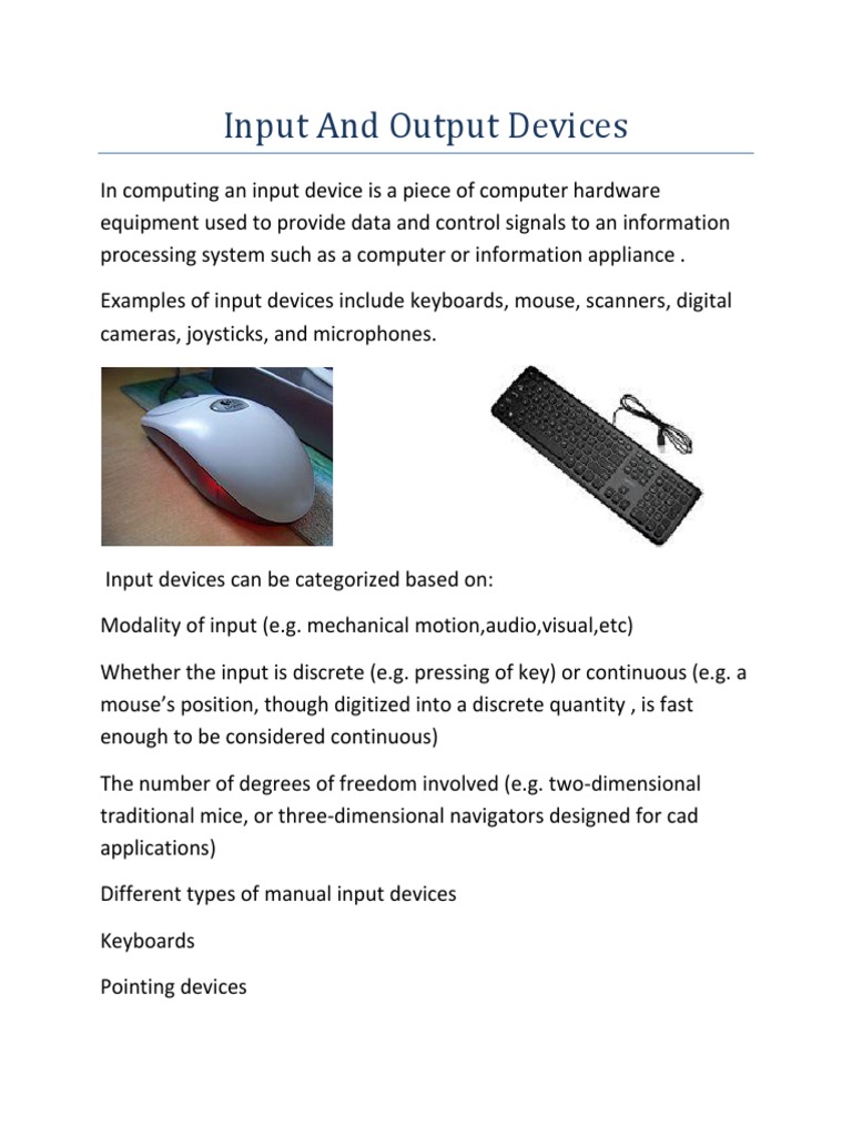 Computer Hardware Input Devices