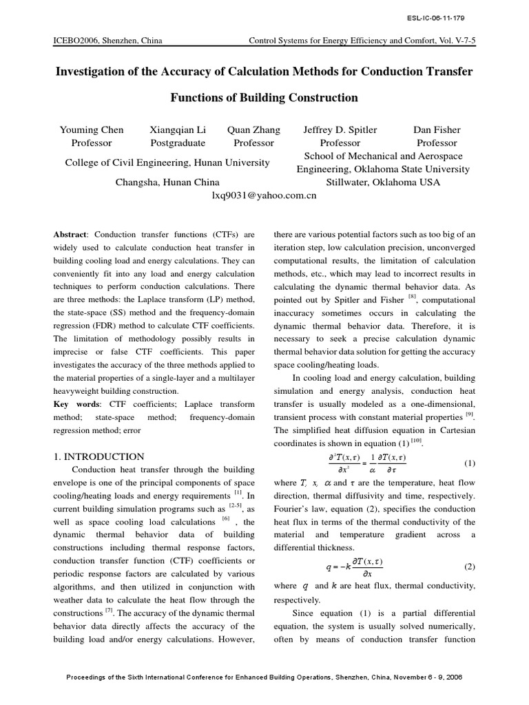 Investigation of The Accuracy of Calculation Methods For Conduction ...