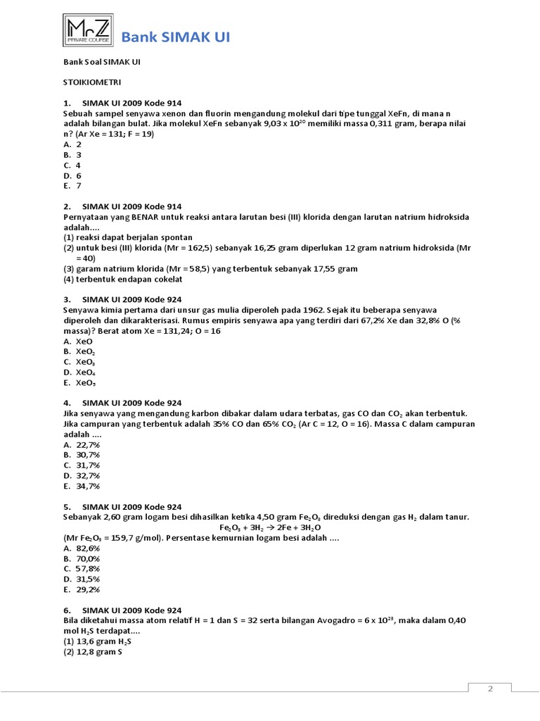 Bank Soal SIMAK UI 2009-2012 | PDF