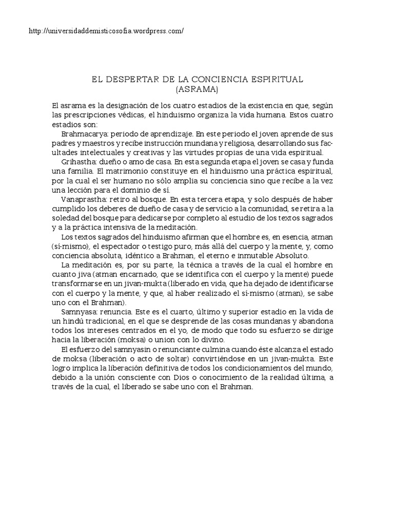 El Despertar de La Conciencia Espiritual en El Hinduismo | PDF ...