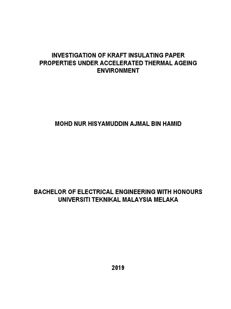 Hisam INVESTIGATION OF KRAFT INSULATING PAPER PROPERTIES UNDER ...