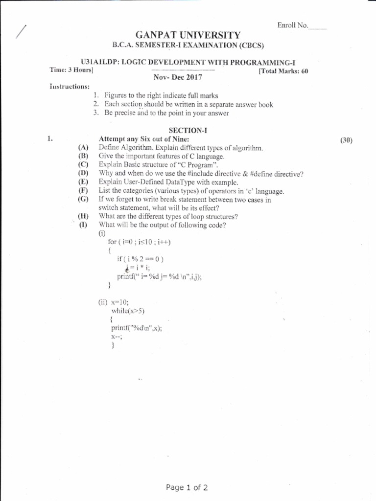 Logic Development Exam Guide | PDF | Computer Science | Computer ...
