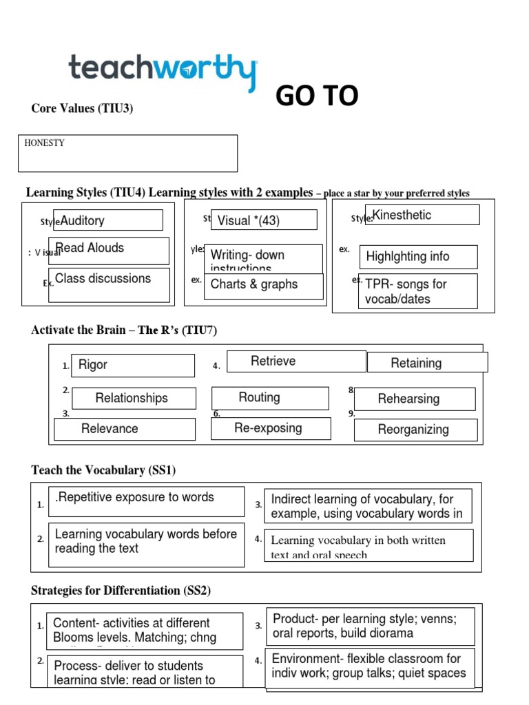 The Go To Page Word Fillable - TW | PDF | Vocabulary | Learning