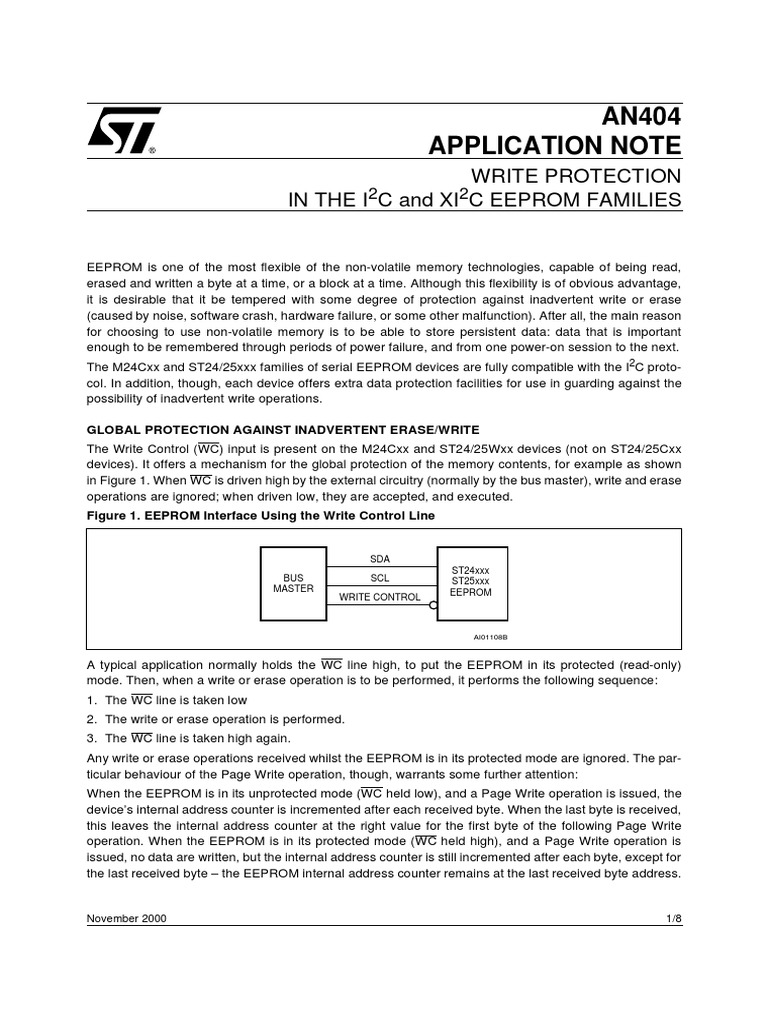 An27 Application Note: Write Protection Inthei Candxi C Eeprom