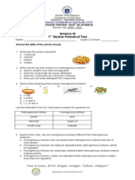 Science VI 1 Quarter Periodical Test: Department of Education